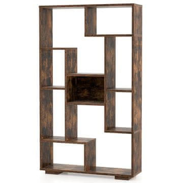 Northix Knjižna polica z 11 odprtimi policami 70x20x120 cm rjava