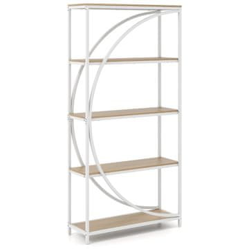 Northix Geometrijska knjižna polica 5 polic 175 cm kovinski okvir les