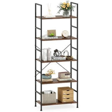 Northix Polica za knjige s 5 razina 160 cm rustikalna smeđa metalni okvir