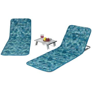 Northix Set 2 ležaljke za plažu s bočnim stolićem i naslonom tirkizne
