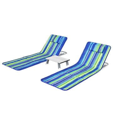 Northix Set 2 ležaljke za plažu s bočnim stolićem 151x55x27-47 cm aluminij