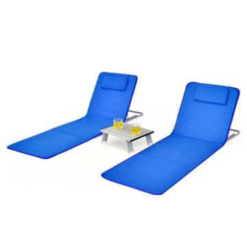 Northix Sklopive aluminijske ležaljke set 2 kom 151x55 cm plave