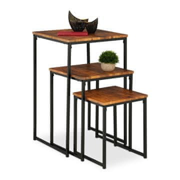 Northix Set od 3 kvadratna pomoćna stolića, drvena konstrukcija, svestrana funkcionalnost