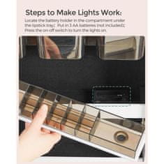 Songmics Zidni ormar za nakit s ogledalom i LED osvjetljenjem 375x97x108 cm bijeli