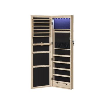 Songmics Ormar za nakit zidni s ogledalom zaključiv 37x10x120 cm crni