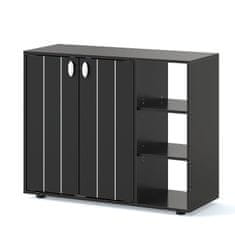 Northix Crni ormarić za cipele s 2 vrata i podesivim policama