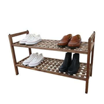 Northix Stalak za cipele od akacije s 2 police – složivi, za 6 pari