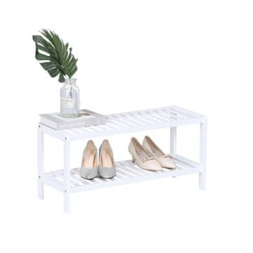 Northix Stalak za cipele od bambusa, 3 razine – tanak dizajn koji štedi prostor, bijeli