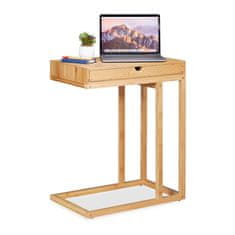 Northix Bambusov bočni stolić s ladicom, prirodni bambus, jednostavna montaža