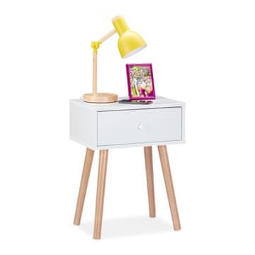 Northix Skandinavski noćni ormarić drvo ladica minimalistički dizajn