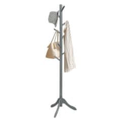 Northix Vješalica za kapute s 8 kuka, drvena, podesiva visina 175 cm, siva