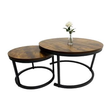 Northix Industrijski ugradbeni bočni stolići set od 2 efekt drva