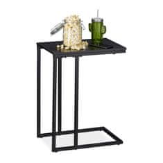 Northix Bočni stolić crni, baza u obliku slova C, kompaktni dizajn