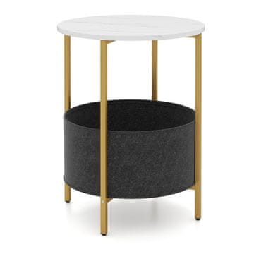Northix Okrugli bočni stolić s uklonjivom košarom od filca, metalni okvir, 44 cm
