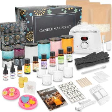 slomart MUEZDUR Komplet za izradu svijeća, DIY komplet s talilnikom voska, 1200g sojinog voska, uljem, bojom, čašama, naljepnicama.