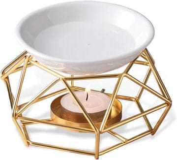slomart Aroma gorionik, metalna i keramička mirisna svjetiljka. Romantična keramička aroma svjetiljka za dom. Zlatna.