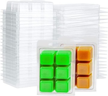 slomart 25 paketa kalupa za voštane školjke kvadrat, 6 šupljih prostora prozirni plastični pladanj za izradu svijeća i sapuna