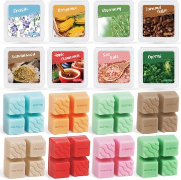 slomart Mirisni voskovi za aroma lampu, mirisni voskovi od soje, miris jabuka-cimet, morska sol, čempres, ružmarin, sandalovina, bergamot, frezija, kava, poklon set za Valentinovo, 8 komada