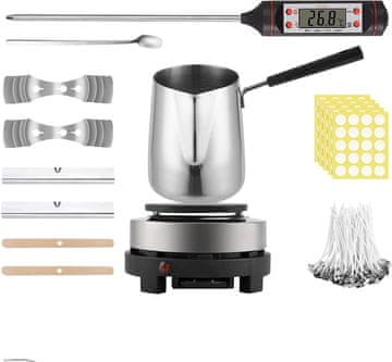 slomart JoliJour set za izradu svijeća, komplet za izradu svijeća s električnom grijaćom pločom, početni set za svijeće s digitalnim termometrom, ručka za zaštitu od opeklina, komplet za izradu svijeća