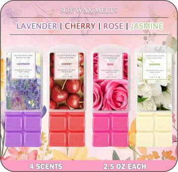 slomart SCENTORINI mirisni voskovi, voskovi za sojine svijeće, sadrži jasmin, lavandu, trešnju, miris ruže, poklon set za osvježenje prostora, vjenčanja, rođendan, Valentinovo, Božić, mirisne lampe