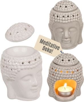 slomart Keramički isparivač za mirise Buda - aromatična svjetiljka s odvojivim poklopcem za mirise i voskove - boho dekoracija za dom i wellness.