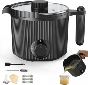 slomart FONCOOD Profi komplet za taljenje voska: Komplet za izradu svijeća s električnim loncem, miješalicom, termometrom i alatom za centriranje fitilja za odrasle.