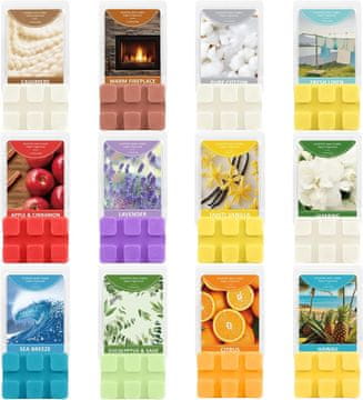 slomart SCENTORINI mirisni vosak za aroma lampu, 12 mirisa, miris za prostor, sojin vosak, poklon, za grijač svijeća, Božić, pamuk, lan, citrus, jabuka cimet, kašmir, tahiti vanilija