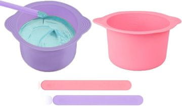 slomart Silikonska posuda za grijač voska, 2 komada s štapićem za miješanje, 10x6,5cm silikonska posuda za grijač voska (ljubičasta, ružičasta)