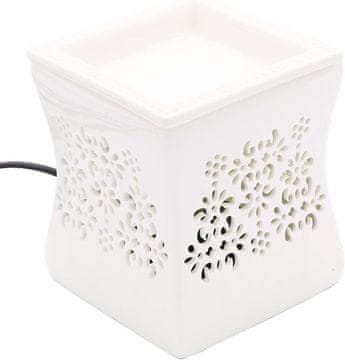 slomart Candle-Brothers električna dišeča svetiljka za dom | NATA | aroma svjetiljka za mirisni vosak | električni osvježivač | bijela keramička svjetiljka | ured, spavaća soba, joga