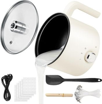 slomart Starvortex električni topilnik voska, 1,8L/60oz, za izradu svijeća, topljenje voska s pipicom, fitilj, naljepnice, štapić i miješalica.