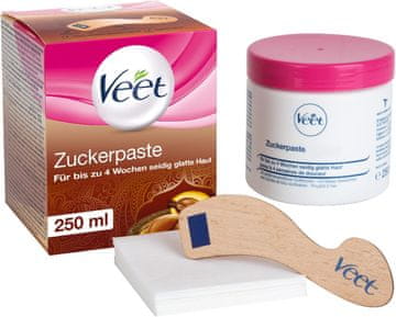 slomart Veet Šećerna pasta Vanilijev cvijet za uklanjanje dlačica lica i tijela, 1 x 250 ml uklj. drvena lopatica i trake, Veet Sugaring