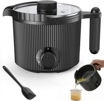 slomart FONCOOD Električni topilnik voska z izlivom - Topilnik voska za sveče Komplet vklj. s posodo za taljenje & mešalno žlico za izdelavo sveč, Popoln za odrasle začetnike z enostavno uporabo