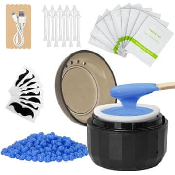 slomart Mini USB set za voskanje nosa i ušiju – prijenosni odstranjivač dlačica, brzo grijanje, stalna temperatura, komplet s voskom i priborom (crni)