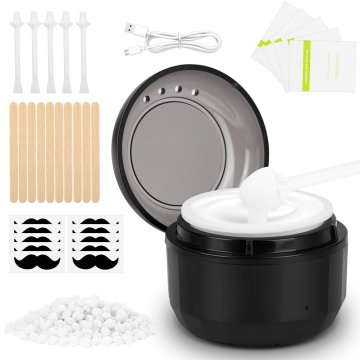 slomart Komplet za depilaciju, set za voskanje, grijač voska za uklanjanje dlačica, topla depilacija voskom u zrncima, grijač toplog voska za lice i tijelo (okrugli, crni)