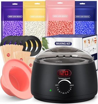 slomart Komplet za depilaciju voskom Wachs: Aparat za voskanje sa silikonskom posudom, 400g voska, set za uklanjanje dlačica voskom.