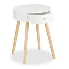 Northix Bijeli bočni stolić s ladicom, skandinavski dizajn, bor