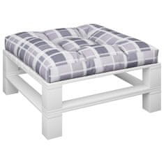 Vidaxl Jastuk za palete sivi karirani 80 x 80 x 12 cm od tkanine