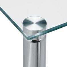 Northix Bočni stol s kotačima, kvadratni dizajn, staklena površina, kromirani detalji