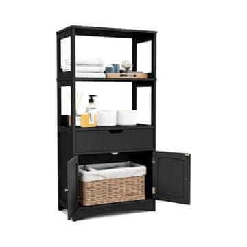 Northix Kupaonski ormarić s 2 vrata ladicom i 3 police MDF 122 cm crni