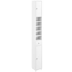 Northix Uski visoki kupaonski ormarić 20x20x180 cm MDF bijeli s ladicom