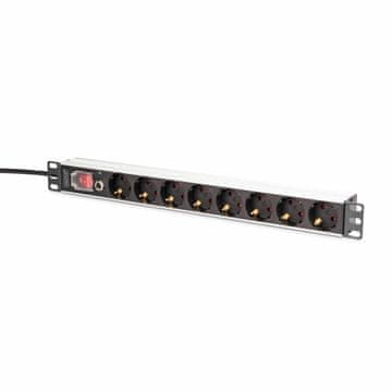 Digitus razdjelnik rack 8x220V ALU prenaponska zaštita + prekidač DN-95436