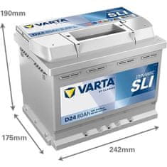 Varta D24 akumulator, 60 Ah, D+, 540 A(EN), 242 x 175 x 190 mm