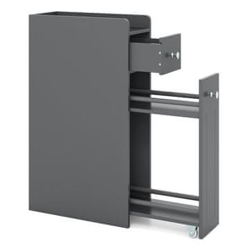 Northix Tanki kupaonski ormarić 40x18x70 cm MDF sivi s ladicama i dizajnom koji štedi prostor