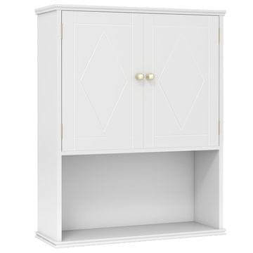 Northix Zidni kupaonski ormarić 60x21x75 cm MDF bijeli s 2 vrata i podesivom policom