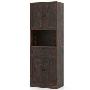 Northix Visoki kupaonski ormarić 60x35x171,5 cm MDF rustikalno smeđi s 4 vrata, ladicom i podesivom policom