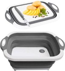 Netscroll Sklopivo kuhinjsko cjedilo 3 u 1 s daskom za rezanje i posudom 40 x 30 cm, višenamjensko kuhinjsko cjedilo