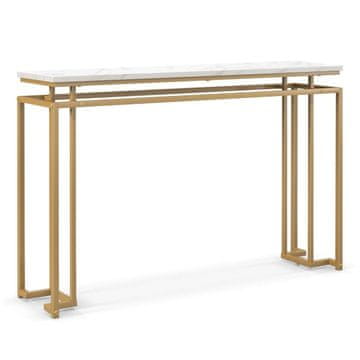 Northix Konzolni stolić s imitacijom mramora 120 cm, zlatni metalni okvir