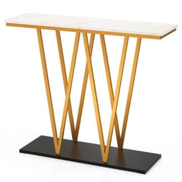 Northix Konzolni stolić mramorni izgled metalni W okvir 100x30 cm