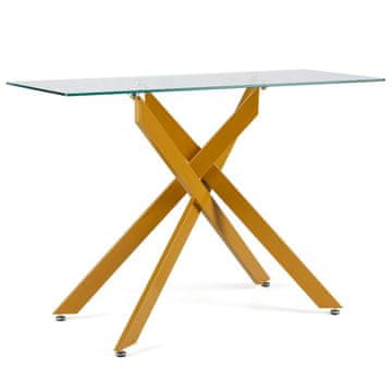 Northix Konzolni stolić kaljeno staklo zlatne metalne noge
