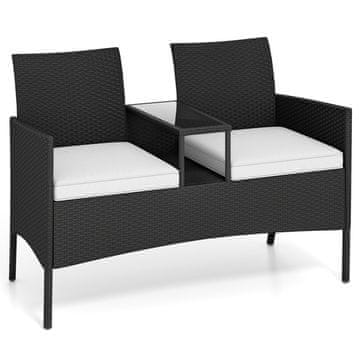 Northix Vrtna klupa od poliratana s stolom za 2 osobe bijela 124x62x84 cm